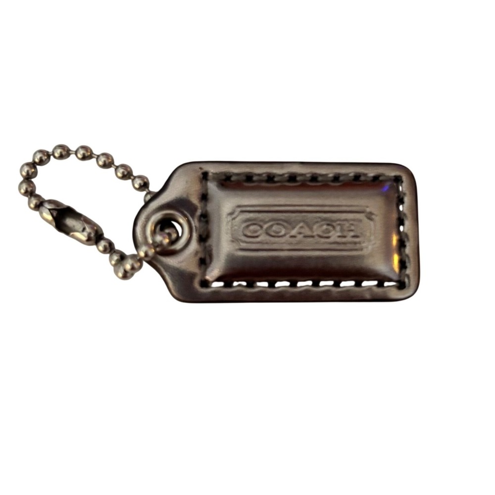 Coach Metallic Pewter Leather Raised‎ Logo Handbag Hangtag Replacement Charm